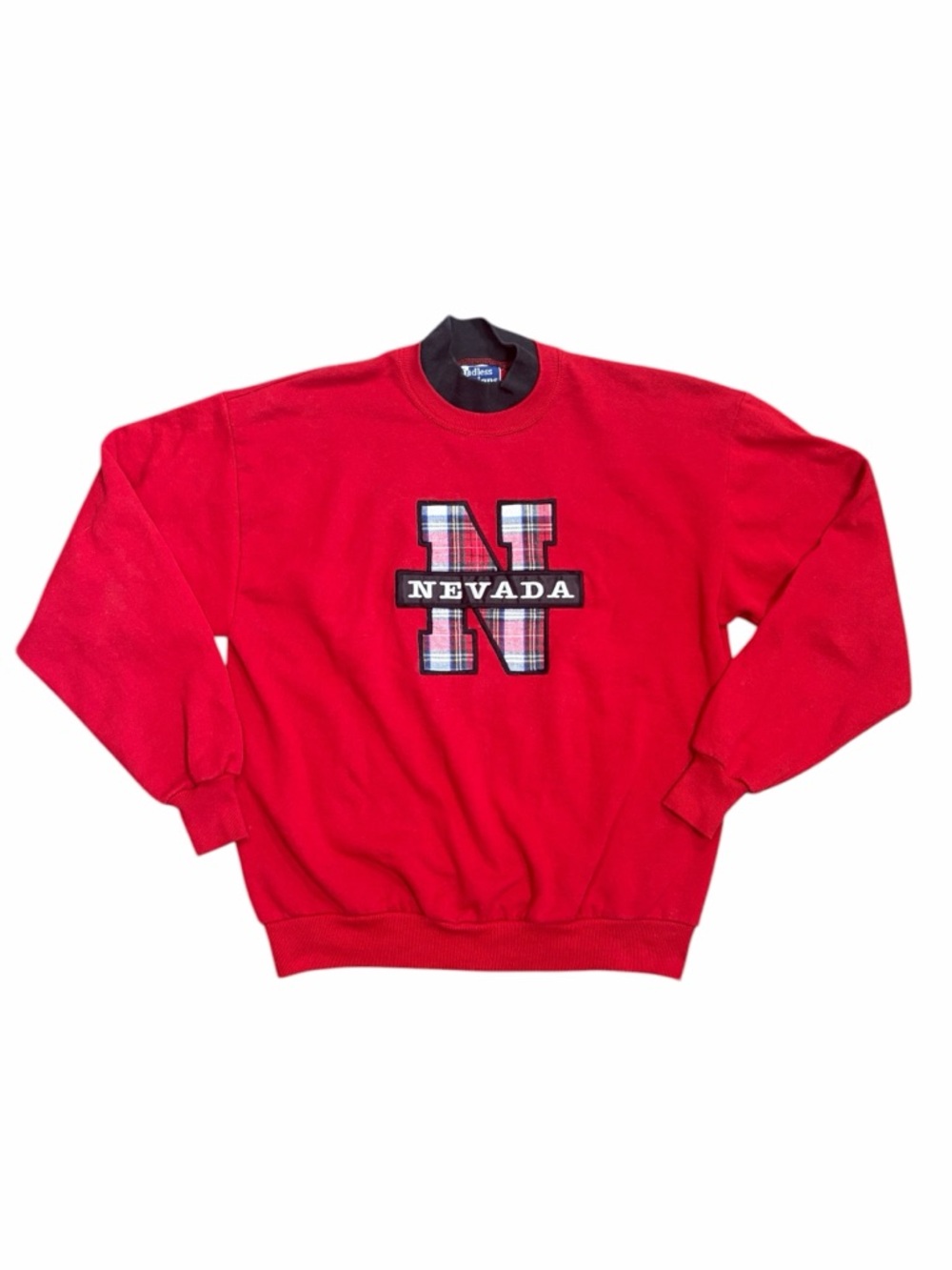 Vintage Nevada‎ Plaid 'N' Red Embroidered Crewneck Sweater - Large